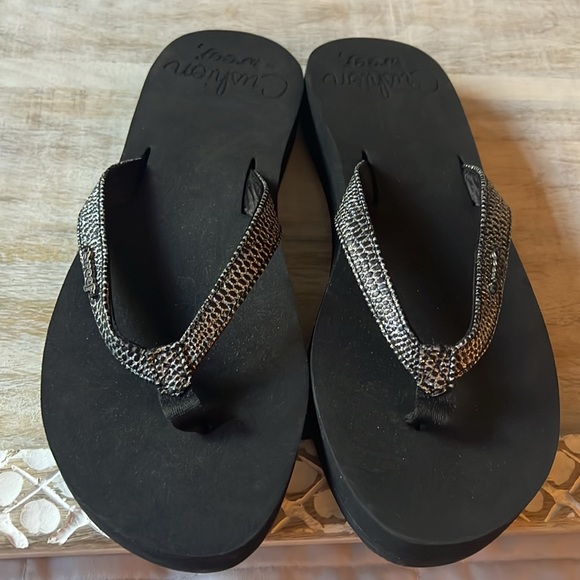 REEF cushion sandals black glitter straps - size 7 - Picture 7 of 7